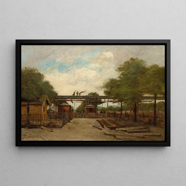 Construction of a raised railway bridge over the Cours de Vincennes - Paul Désiré Trouillebert — framed artwork on a wall