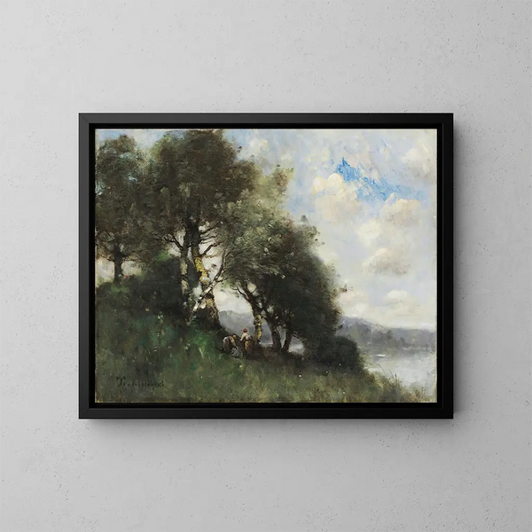 Les Fagoteuses au bord de l'eau - Paul Désiré Trouillebert — framed artwork on a wall