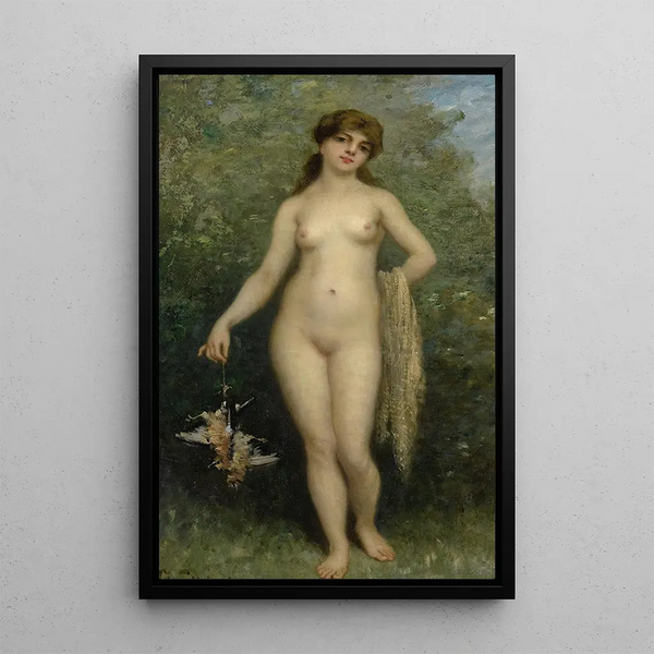 Nude with Birds - Paul Désiré Trouillebert — framed artwork on a wall