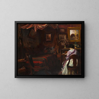 an intimate interior - Paul Émile Lecomte — framed artwork on a wall