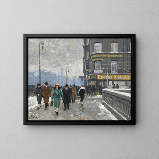 A winter street - Paul Fischer — framed artwork on a wall