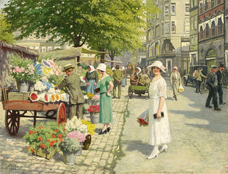 Ladies of Flowers at Amagertorv Market - Paul Fischer — artwork view
