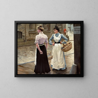 A Little Conversation - Paul Fischer — framed artwork on a wall