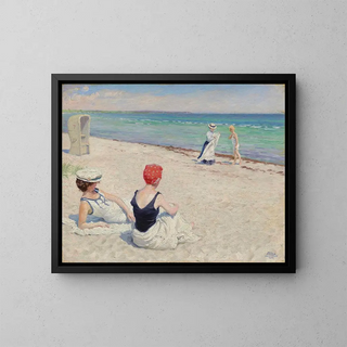 On the beach of Falsterbro - Paul Fischer — framed artwork on a wall