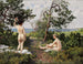 Two pelicans in a woods near the coast at Hornbæk - Paul Fischer — artwork view