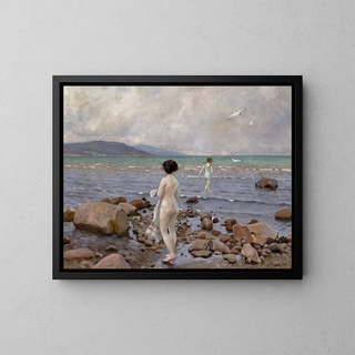 On the beach of Stenet - Paul Fischer — framed artwork on a wall