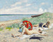 Girls and a Japanese Umbrella at Hornbæk Strand - Paul Fischer — artwork view
