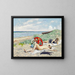 Girls and a Japanese Umbrella at Hornbæk Strand - Paul Fischer — framed artwork on a wall