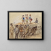 Three women present themselves on a scene in front of men at beer tables - Paul Franz Otto — framed artwork on a wall