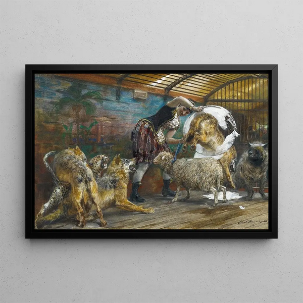 The Tamer - Paul Friedrich Meyerheim — framed artwork on a wall