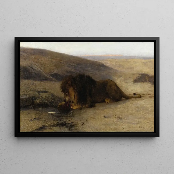 The Lion - Paul Friedrich Meyerheim — framed artwork on a wall