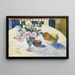 Flowers and a bowl of fruit on a table - Paul Gauguin — framed artwork on a wall