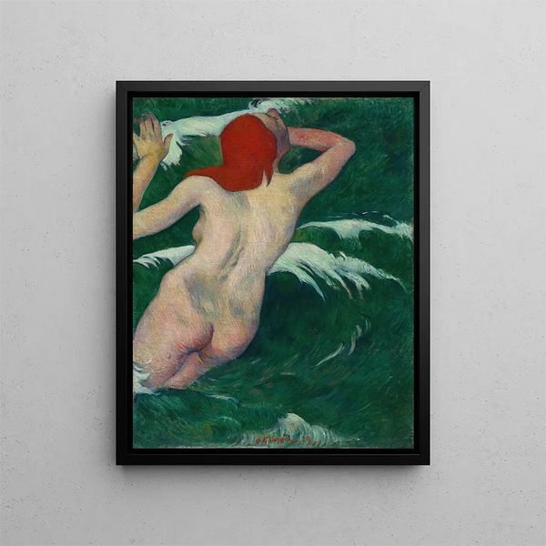 In the Waves Dans les Vagues - Paul Gauguin — framed artwork on a wall