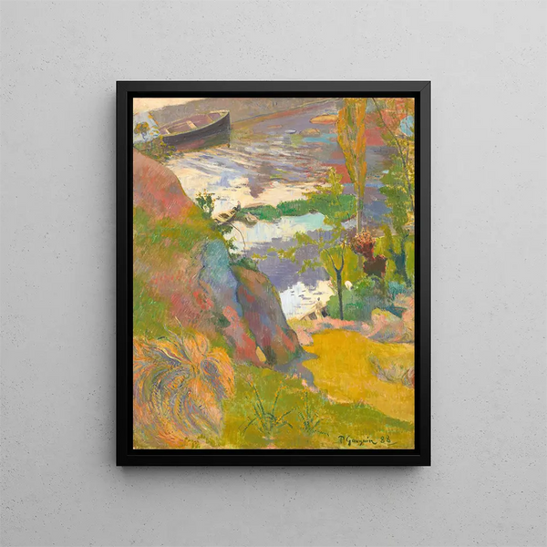 Fisherman and Bathers on the Aven - Paul Gauguin — framed artwork on a wall
