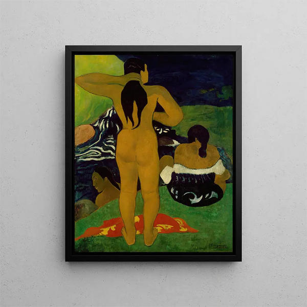 Tahitian Women Bathing - Paul Gauguin — framed artwork on a wall