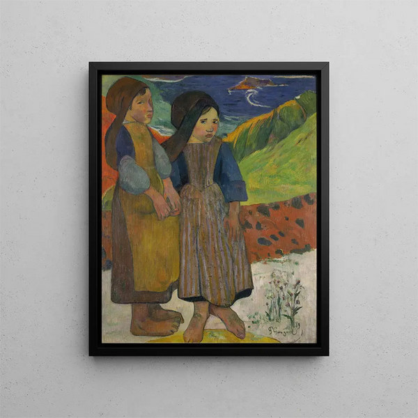 Deux Bretonnes au bord de la mer - Paul Gauguin — framed artwork on a wall