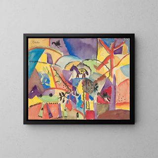 Composition with Horses - Paul Gauguin — framed artwork on a wall