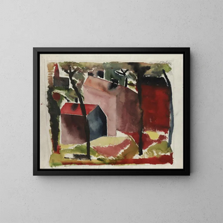 Houses - Paul Gauguin — framed artwork on a wall