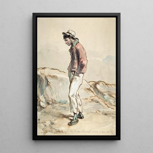 a standing sailor on the shore - Paul Gavarni — framed artwork on a wall