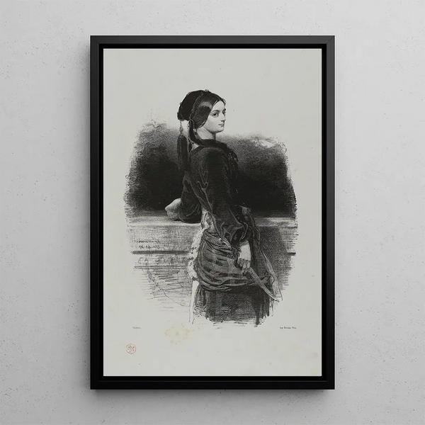 Gulnare Mlle Waldor - Paul Gavarni — framed artwork on a wall
