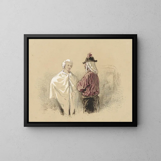Two men in conversation - Paul Gavarni — framed artwork on a wall
