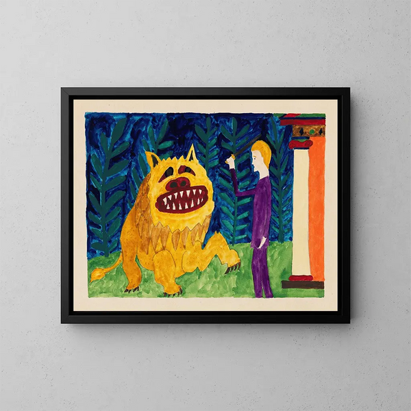 Hercules and the Nemean lion - Paul Goesch — framed artwork on a wall