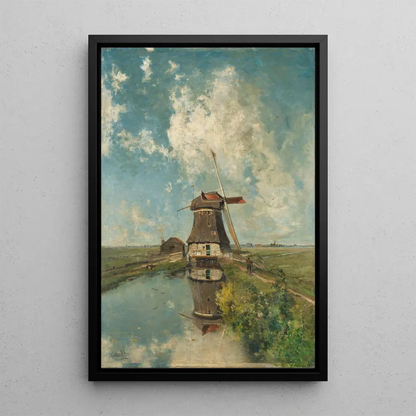 A mill on a polder canal known as En juillet - Paul Joseph Constantin Gabriël — framed artwork on a wall