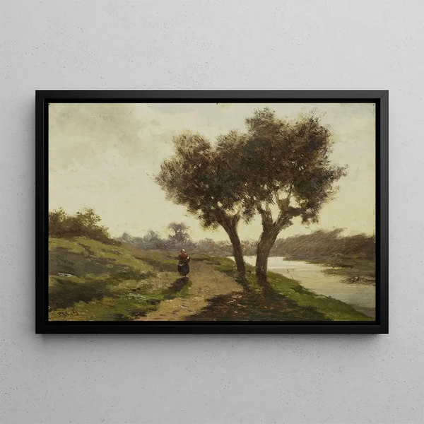 Landscape Painting with Two Trees - Paul Joseph Constantin Gabriël — framed artwork on a wall