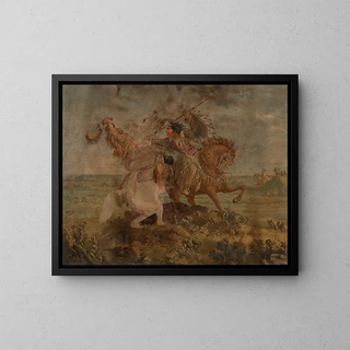 The Death of Omoxesisixany or Grand Serpent - Paul Kane — framed artwork on a wall