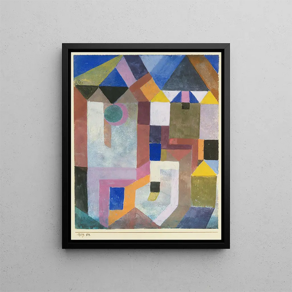 Colorful Architecture Painting - Paul Klee — framed artwork on a wall