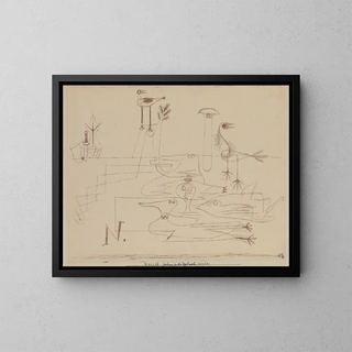Drawing for the Bird Islands - Paul Klee — framed artwork on a wall