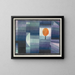 L'Avant-coureur de l'Automne in green and purple gradient with orange accent - Paul Klee — framed artwork on a wall