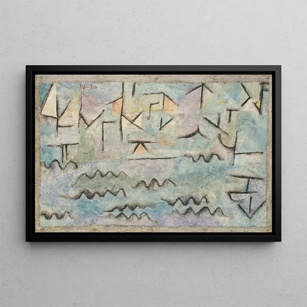 The Rhine at Duisburg - Paul Klee — framed artwork on a wall