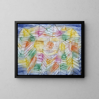 Mountain Construction Theater Painting - Paul Klee — framed artwork on a wall