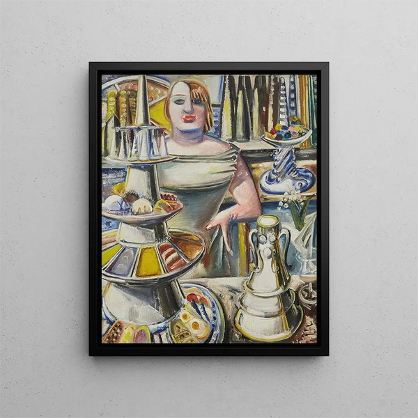 Bardame barmaid - Paul Kleinschmidt — framed artwork on a wall
