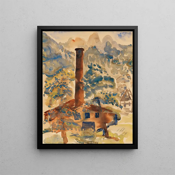 Landscape with Factory - Paul Kleinschmidt — framed artwork on a wall