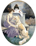 Two ladies with a greyhound on a park bench - Paul Klimsch — artwork view