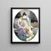 Two ladies with a greyhound on a park bench - Paul Klimsch — framed artwork on a wall