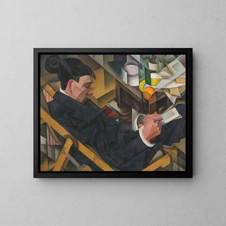 Portrait of a Man Reading - Paul Kotlarevsky — framed artwork on a wall