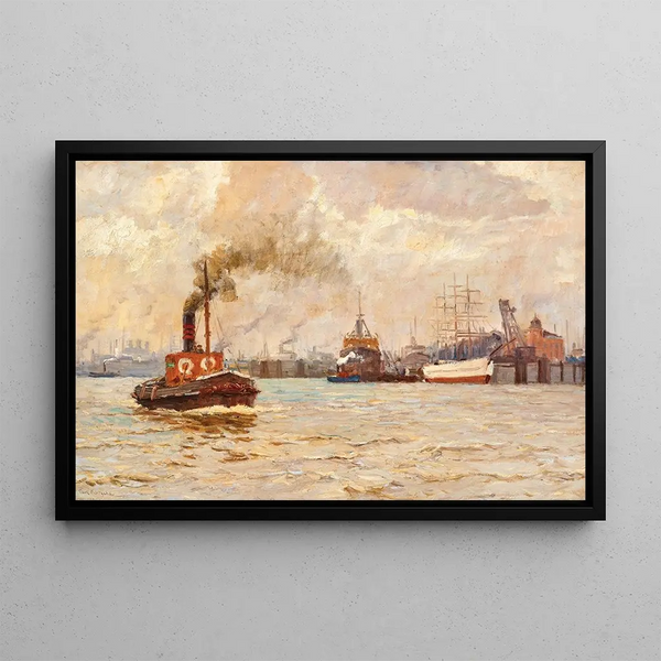 Port of Hamburg - Paul Kutscha — framed artwork on a wall