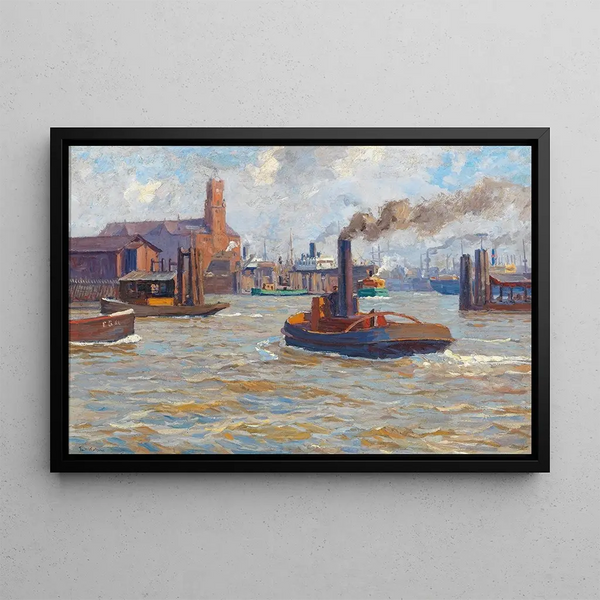 Port of Hamburg - Paul Kutscha — framed artwork on a wall