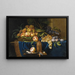 Still life with peaches, grapes, plums, and a vermeil sifter - Paul Ligeois — framed artwork on a wall