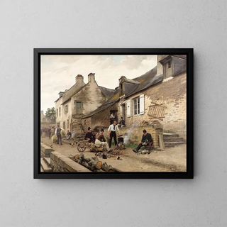 Soldiers around the campfire - Paul Louis Narcisse Grolleron — framed artwork on a wall