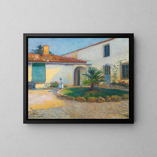 La Fille de l'artiste dans le jardin Taillebourg - Paul Madeline — framed artwork on a wall