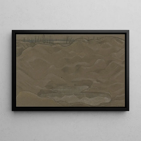 A shell crater - Paul Nash — framed artwork on a wall
