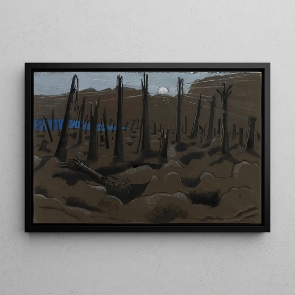 Sunrise Inverness Copse - Paul Nash — framed artwork on a wall
