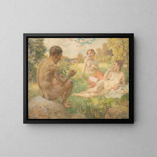 Un après-midi au bord du lac - Paul Paede — framed artwork on a wall