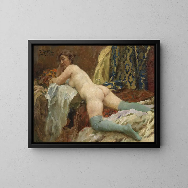 Acte féminin avec bas - Paul Paede — framed artwork on a wall