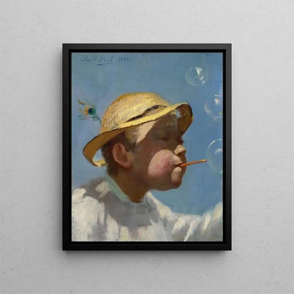 The Bubble Boy - Paul Peel — framed artwork on a wall