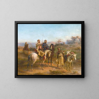 Cavaliers dans le désert - Paul Philippoteaux — framed artwork on a wall